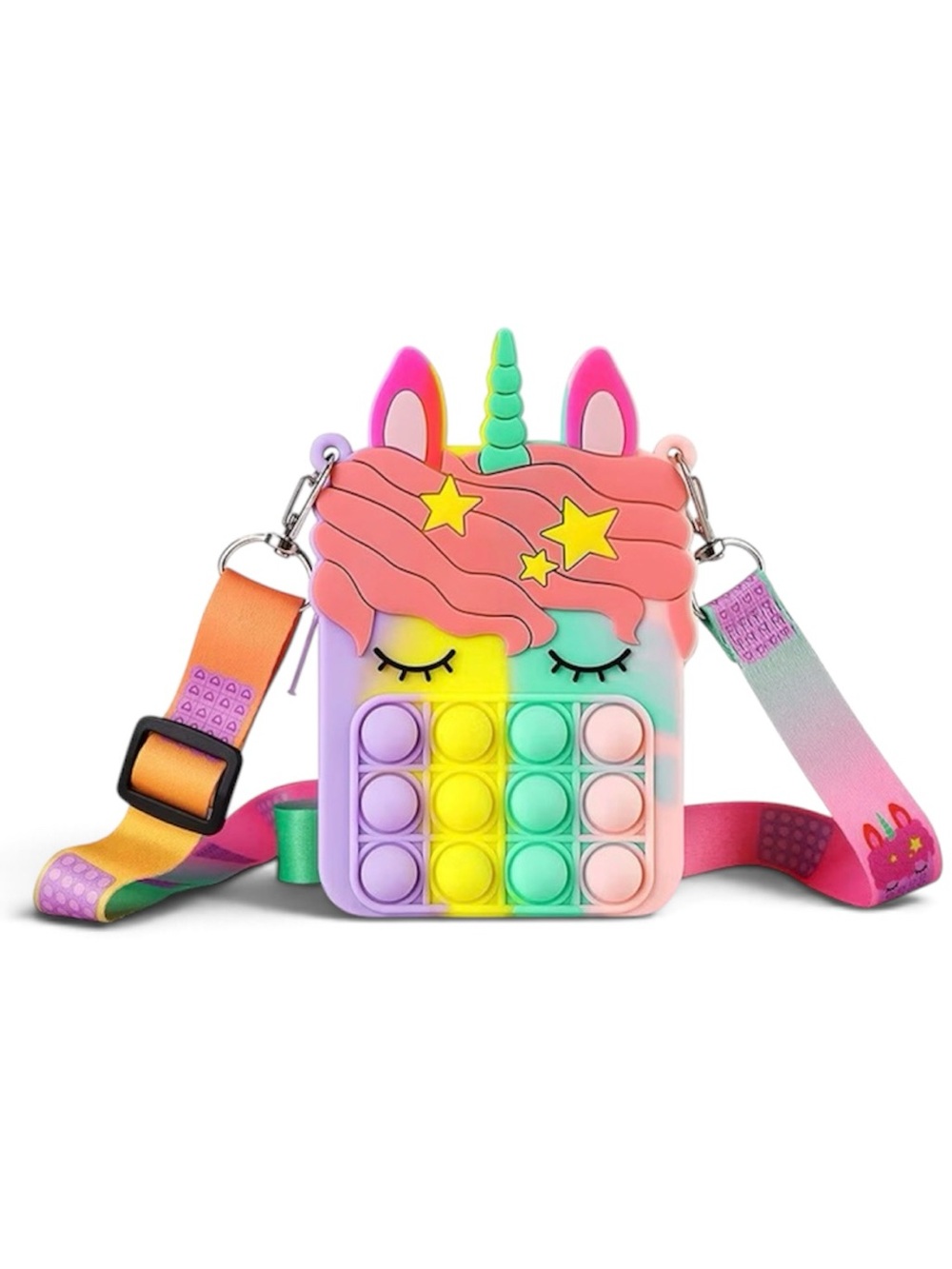 Kids Rainbow Unicorn Pop-It Crossbody Bag - Multicolor
